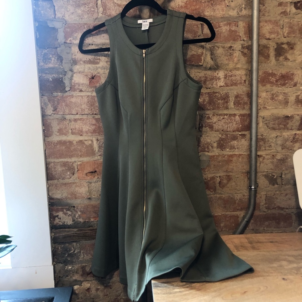 Olive green zipper dress